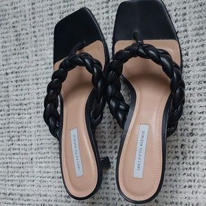 SAKS FIFTH AVENUE private label braided leather mule sandals size 8.5